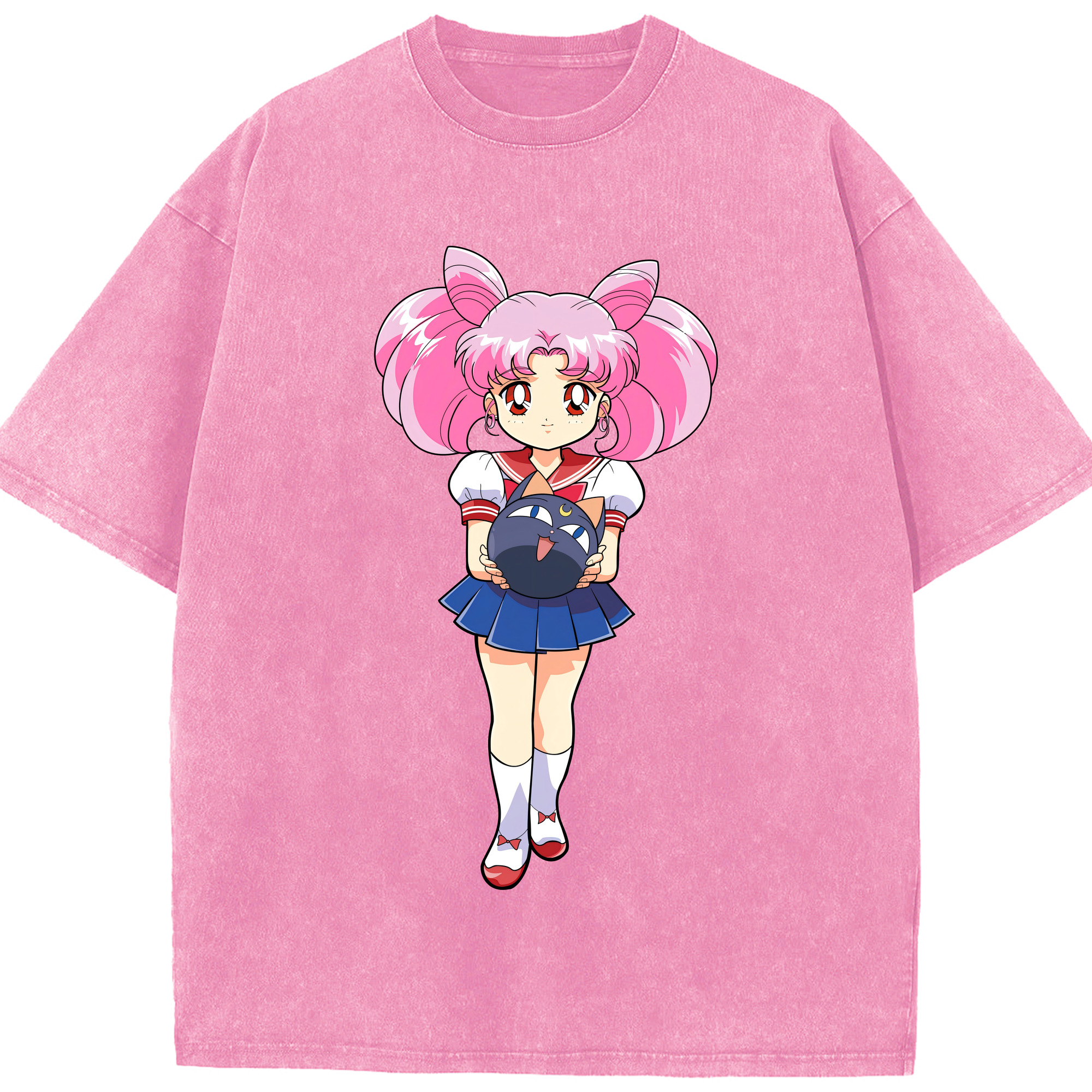 （画像用） 美少女戦士セーラームーン ちびうさ Sailor Moon Chibiusa Tsukino Usagi Small Lady Serenity 綿100% ヴィンテージ風 半袖Tシャツ（フロントプリント）